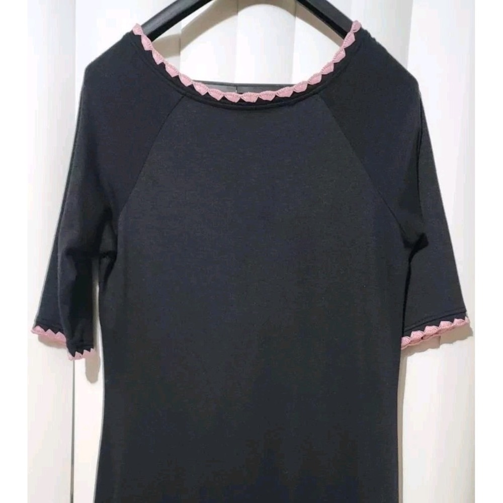 Vintage Maxou‎ 90s Y2K 2000s Black Embroidered Dress Stretchy Bodycon USA Large